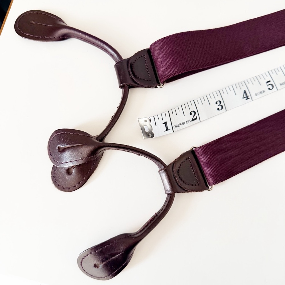 Classic Burgundy Braces with Elastic Straps, Leather Button Straps - Picture 11 of 11